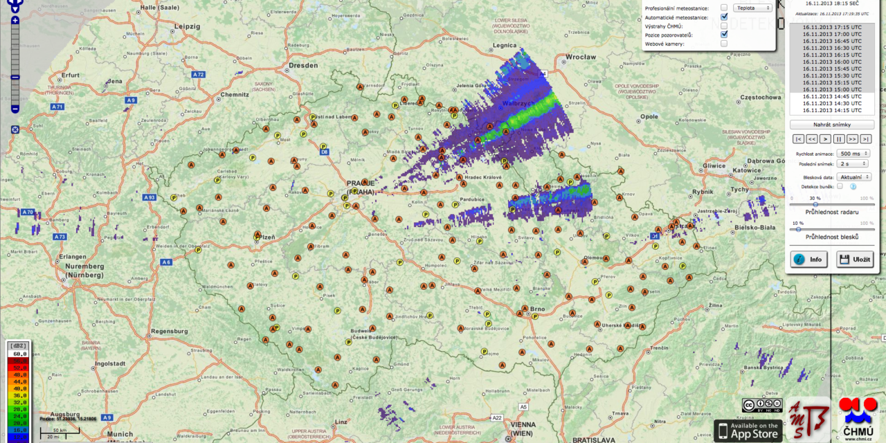 Nová verze prohlížeče radarových dat na webu