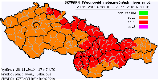 Předpověď nebezpečných jevů na 28.11.2010