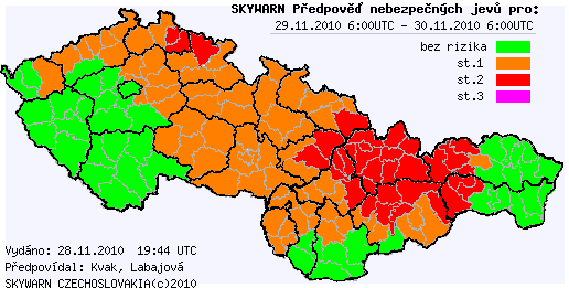 Předpověď nebezpečných jevů na 29.11.2010