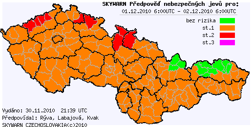 Předpověď nebezpečných jevů na 1.12.2010