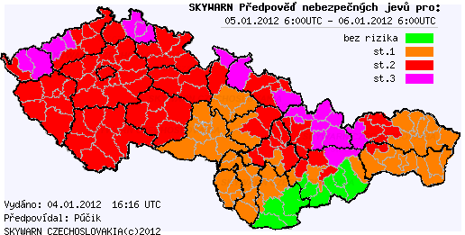 Aktualizace předpovědi nebezpečných jevů na 5.1.2012