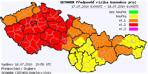 Předpověď konvektivních bouří na 17.7.2010