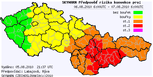 Předpověď konvektivních bouří na 6.8.2010