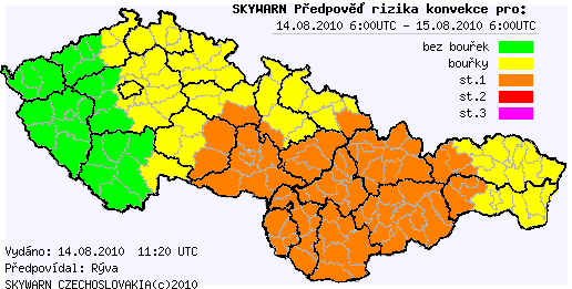 Předpověď konvektivních bouří na 14.8.2010