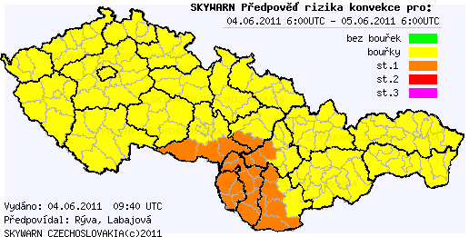 Předpověď konvektivních bouří na 4.6.2011