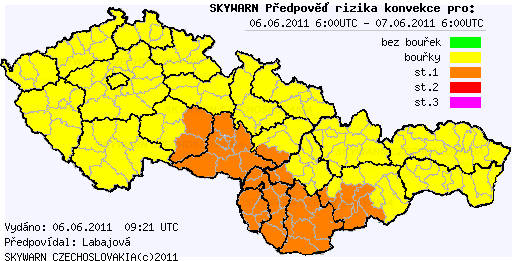 Předpověď konvektivních bouří na 6.6.2011