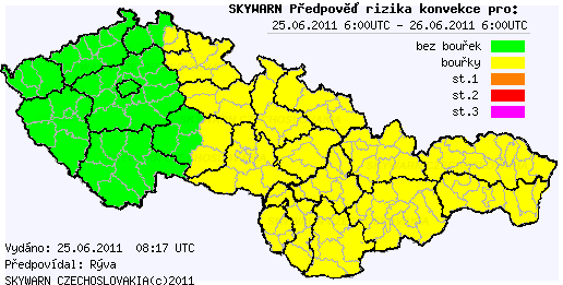 Předpověď konvektivních bouří na 25.6.2011