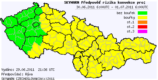 Předpověď konvektivních bouří na 30.6.2011