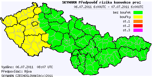 Předpověď konvektivních bouří na 6.7.2011