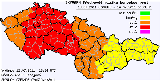 Předpověď konvektivních bouří na 13.7.2011