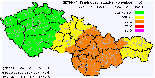 Předpověď konvektivních bouří na 14.7.2011