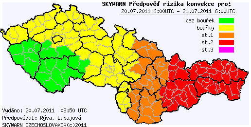 Předpověď konvektivních bouří na 20.7.2011