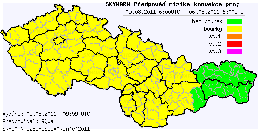 Předpověď konvektivních bouří na 5.8.2011