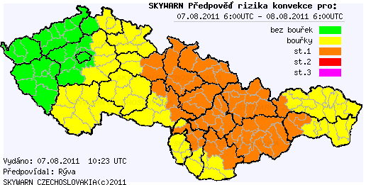 Předpověď konvektivních bouří na 7.8.2011