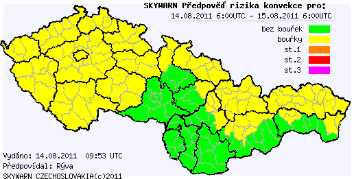 Předpověď konvektivních bouří na 14.8.2011