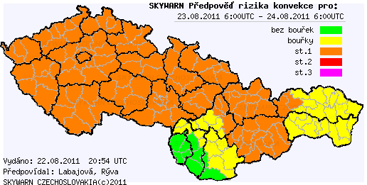 Předpověď konvektivních bouří na 23.8.2011