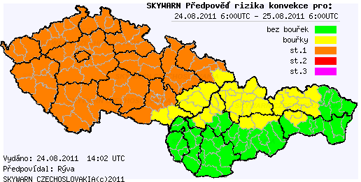 Předpověď konvektivních bouří na 24.8.2011