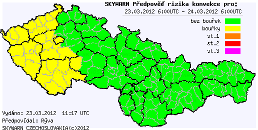 Předpověď konvektivních bouří na 23.3.2012