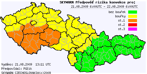 Aktualizace předpovědi na 21.8.2009