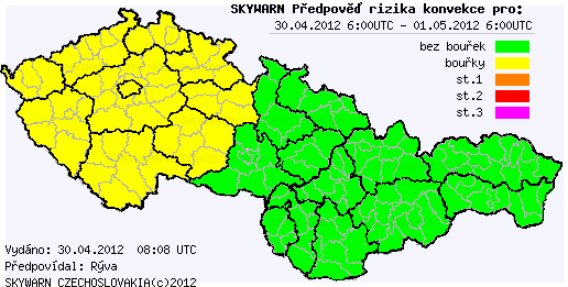 Předpověď konvektivních bouří na 30.4.2012