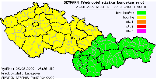 Předpověď konvektivních bouří na 26.8.2009