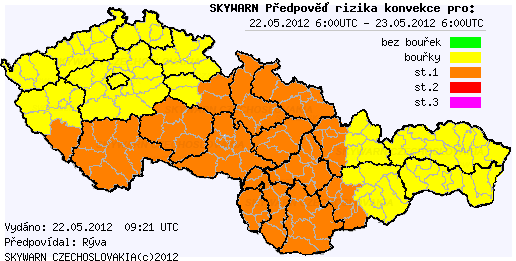 Předpověď konvektivních bouří na 22.5.2012