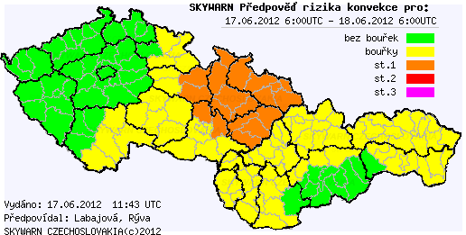 Předpověď konvektivních bouří na 17.6.2012