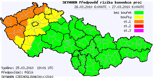 Předběžná předpověď konvektivních bouří na 26.3.2010