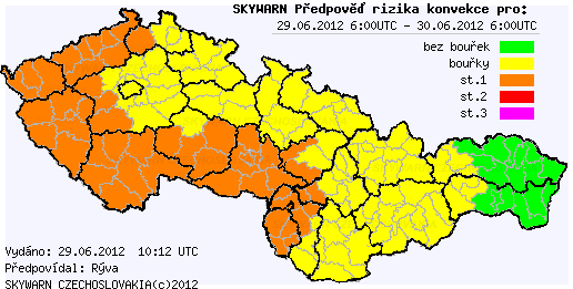 Předpověď konvektivních bouří na 29.6.2012