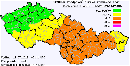 Předpověď konvektivních bouří na 11.7.2012