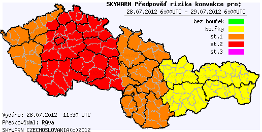 Předpověď konvektivních bouří na 28.7.2012