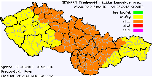 Předpověď konvektivních bouří na 3.8.2012