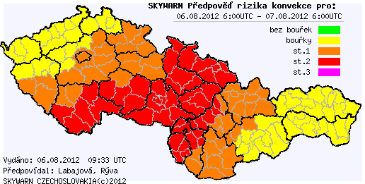 Předpověď konvektivních bouří na 6.8.2012