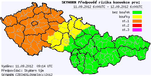 Předpověď konvektivních bouří na 11.9.2012