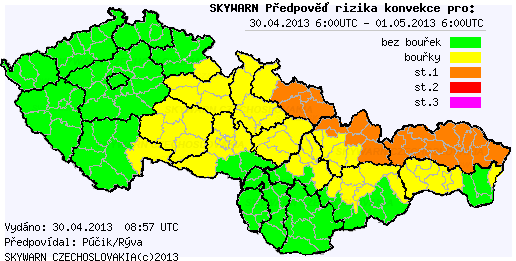 Předpověď konvektivních bouří na 30.4.2013