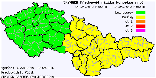 Předběžná předpověď konvektivních bouří na 1.5.2010