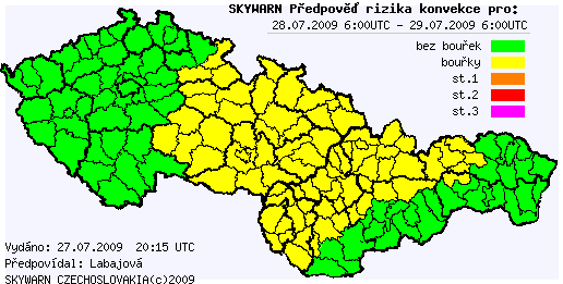 Předpověď konvektivních bouří na 28.7.2009