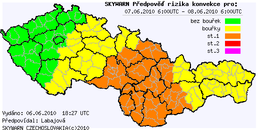 Předpověď konvektivních bouří na 7.6.2010