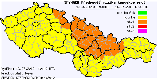 Aktualizace předpovědi na 13.7.2010